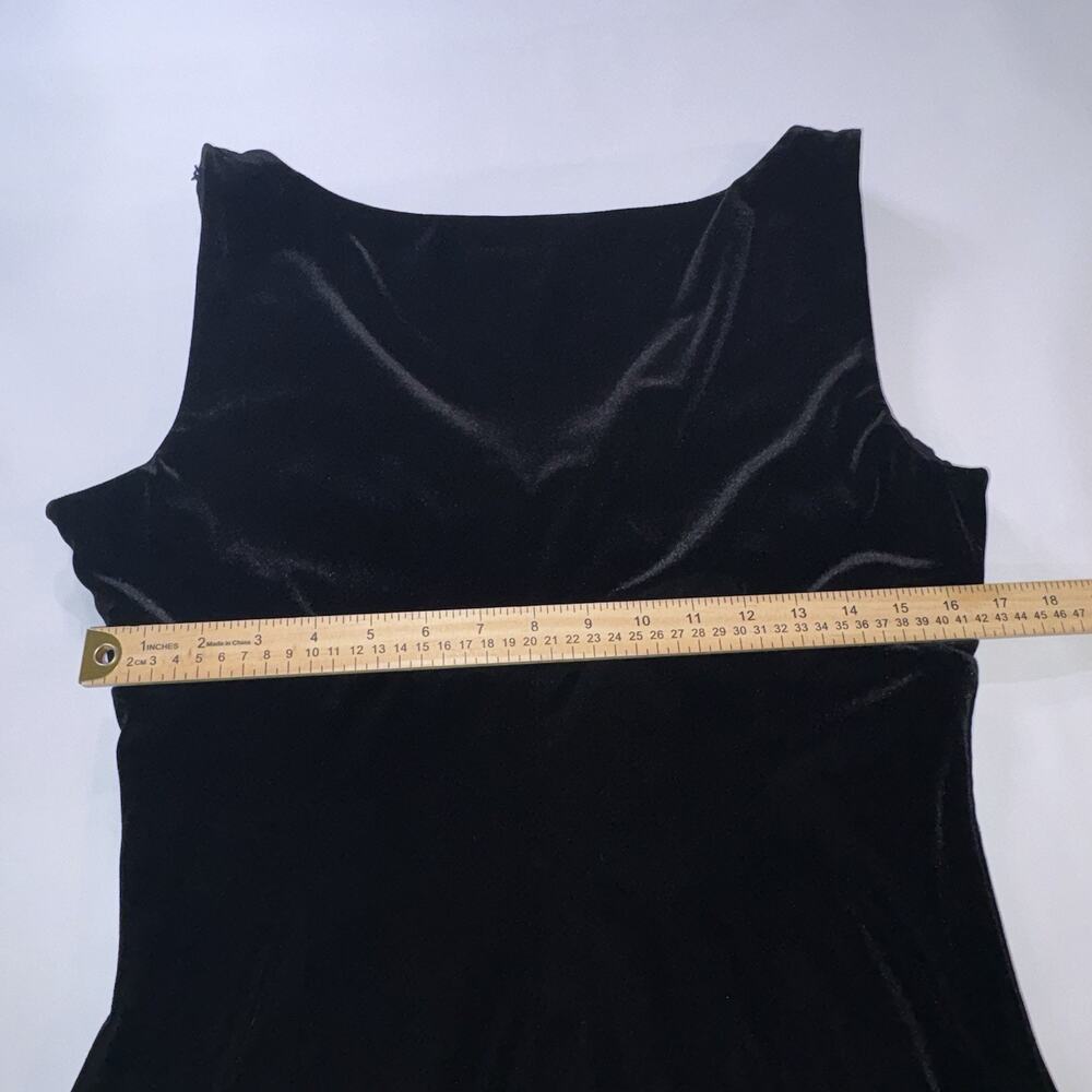 VNTG Evan Picone Black Velvet Dress 16 Sleeveless Midi Whimsygoth Romantic 90s - Picture 8 of 10